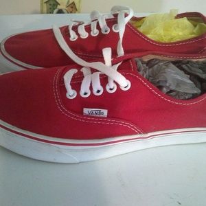 Pre owned red vans size 9 men 10.5 woman